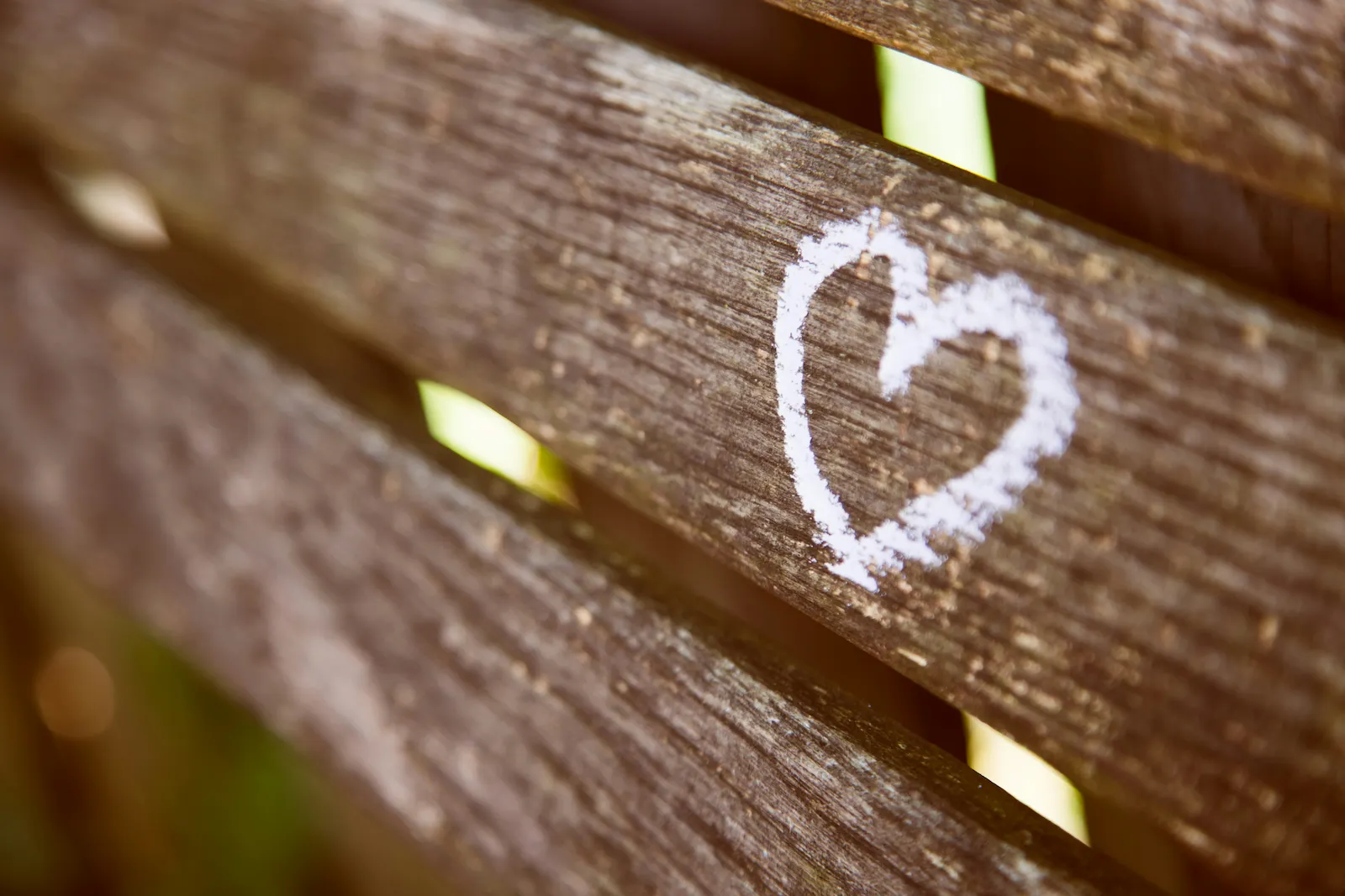 wooden planks with a heart drawn in chalk